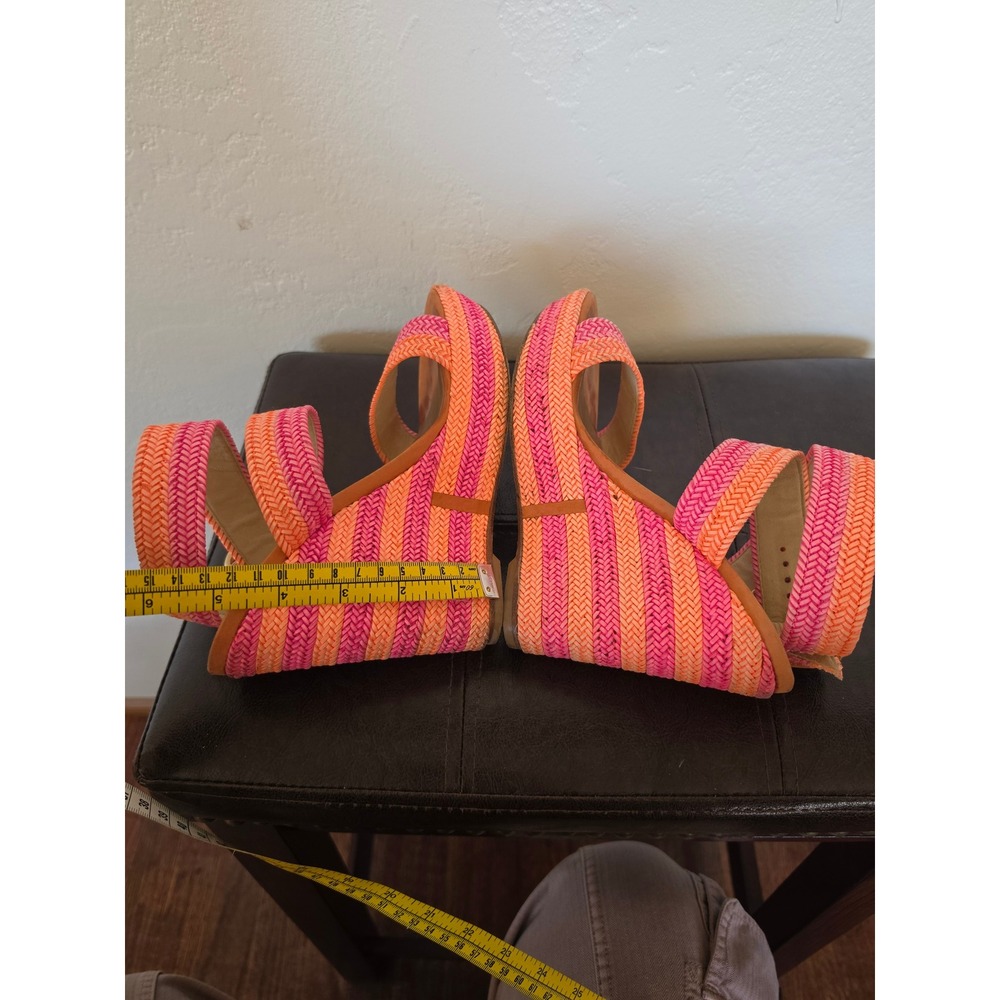 Stuart‎ Weitzman Bright Neon Colors Canvas and Leather Maximalist Wedges sz 7 - Picture 6 of 11